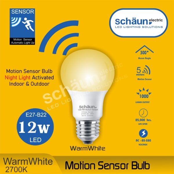 Pir Motion LED Bulb 12 Watt 2700K LDR